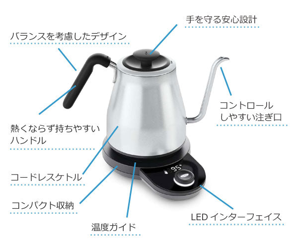 OXO オクソー ON 温度調整機能 タイマー付き 電気ドリップケトル 1.1L