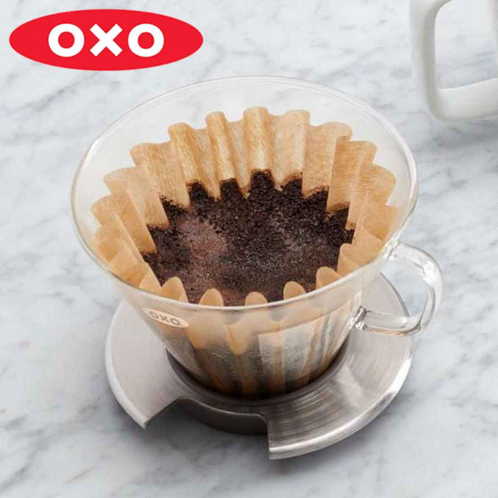 OXO オクソー ガラスコーヒードリッパー 2～4杯用 紙フィルター10枚付き -2