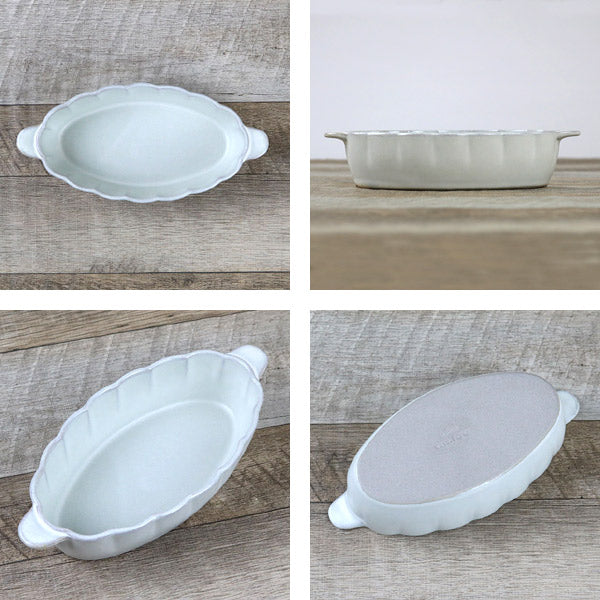 グラタン皿 20cm 輪花皿 花皿 花シリーズ 洋食器 陶器 日本製 ぎんはく