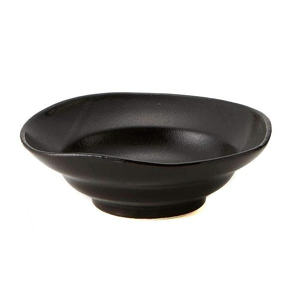 なぶり浅鉢　和食器　黒ゆず　変形皿シリーズ　美濃焼　日本製　陶器