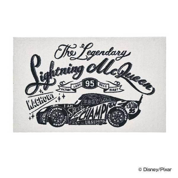 玄関マット　屋内屋外兼用　カーズ　マックイーン　モノクロ　75×120cm