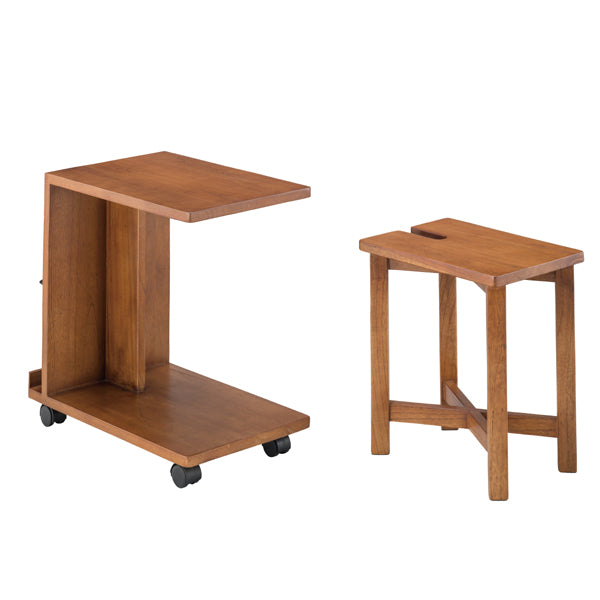サイドテーブル　スツールセット　天然木　Recto　テーブル幅50cm