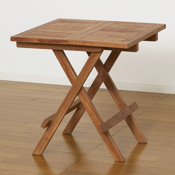 テーブル　折りたたみ　天然木　チーク材　約幅50cm