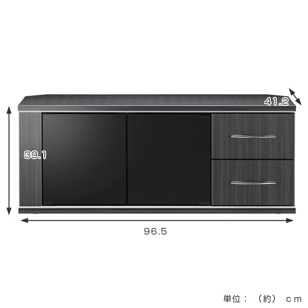 テレビ台　ローボード　モダンデザイン　背面収納付　アッシュグレー　幅96.5cm