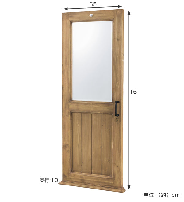 ウォールミラー　ドア型ミラー　天然木　幅65cm