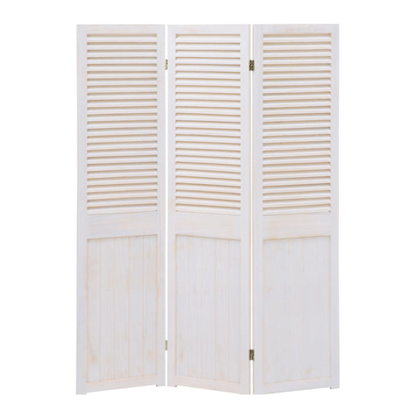 パーテーション 3連 衝立 ルーバー風 天然木 フレンチカントリー シャビーウッド