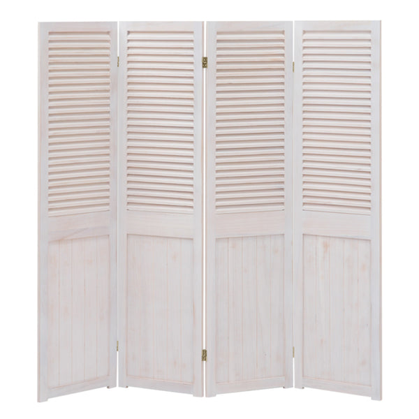 パーテーション 4連 衝立 ルーバー風 天然木 フレンチカントリー シャビーウッド