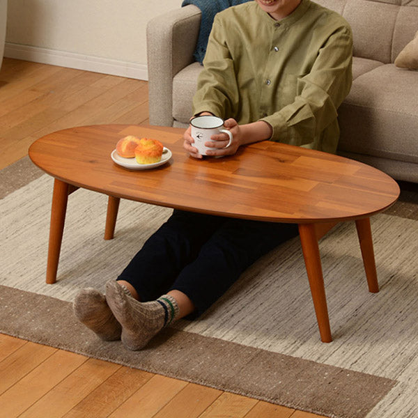 ローテーブル　オーバル型　折れ脚テーブル　アカシア　幅90cm　