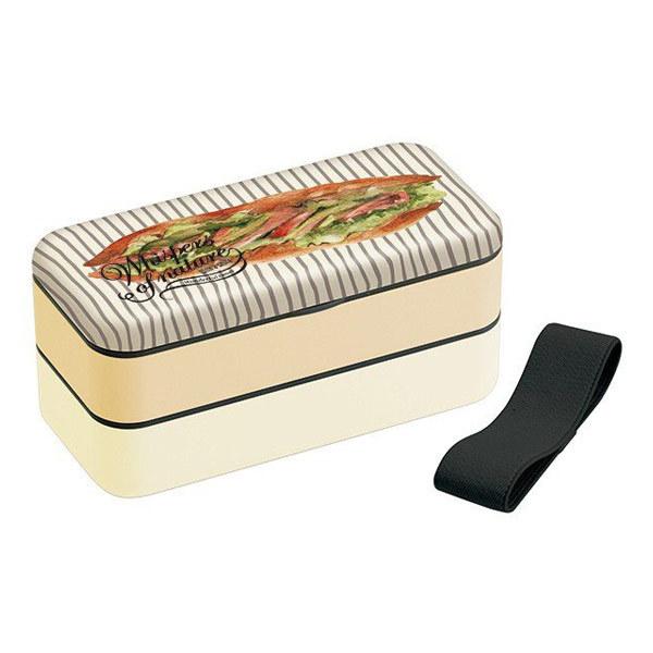 お弁当箱 シンプルランチボックス 2段 600ml ベーカリー パン柄 グッズ