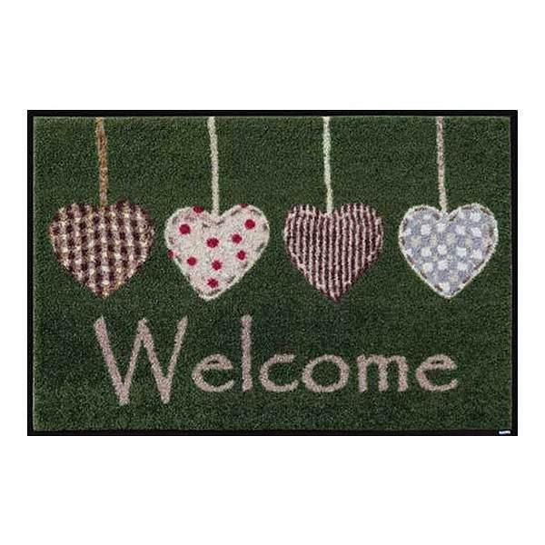玄関マット wash+dry ウォッシュアンドドライ Cottage Hearts モスグリーン 50×75cm