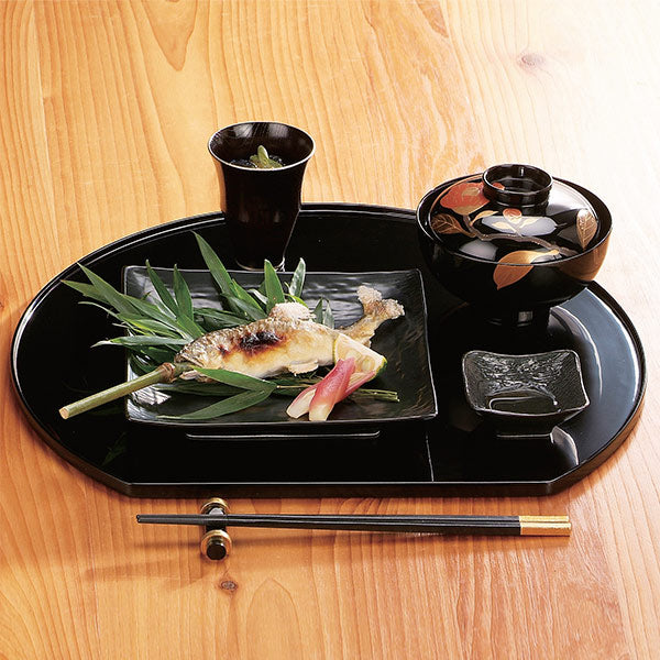 懐石盆 木製 尺3 浅渕 半月盆 黒漆塗 塗 盆 敷膳 越前漆器 漆塗 – ハウジー