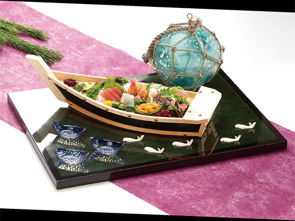 盛器 木製 尺2 一人用 舟形 大和黒舟 皿 食器 刺身 お造り 舟盛 食器 盛り皿