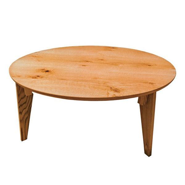 座卓 折れ脚 円卓 ローテーブル さぬき丸 ナラ節入り 直径90cm