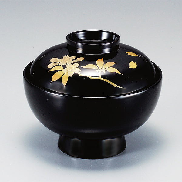 吸い物椀 木製 4.2寸 桜 黒漆塗 漆塗 汁椀 吸い物 本漆塗 磨蒔絵 和食器 業務用 （ 送料無料 汁椀 味噌汁 磨き蒔絵 椀 吸物椀 蓋向  蓋付き ） ：お弁当グッズのカラフルボックス | uoajournal.com