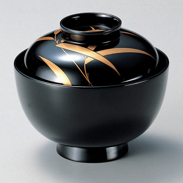 吸い物椀 高仙才椀 木製 3.8寸 笹 磨蒔絵 黒 漆塗 汁椀 吸い物 本漆塗
