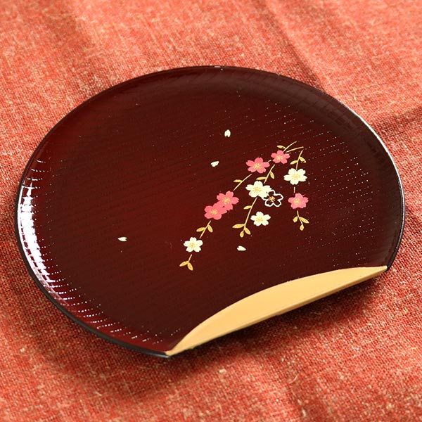 銘々皿 半月皿 溜渕金 花さくら 漆器 和菓子 皿 食器 日本製