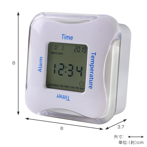 置き時計 ライト付き 多機能 温度計 日付 タイマー アラーム くるりんクロック＆タイマー4