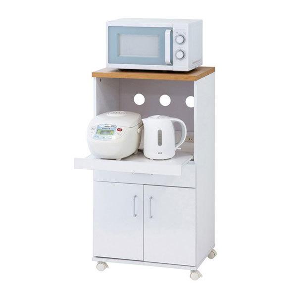 レンジ台 背面化粧仕上げ コンセント キャスター付 幅54cm