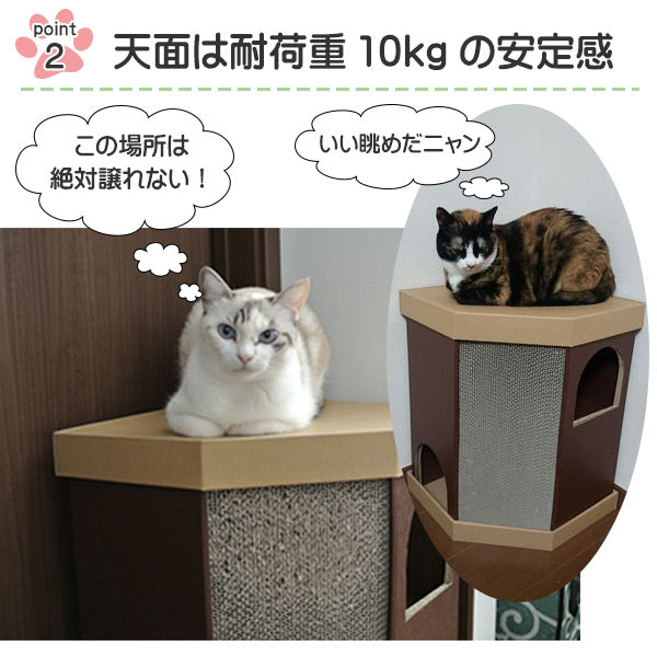 キャットハウス 2階建て またたび 爪とぎ付き 猫 nekoto コーナースクラッチハウス