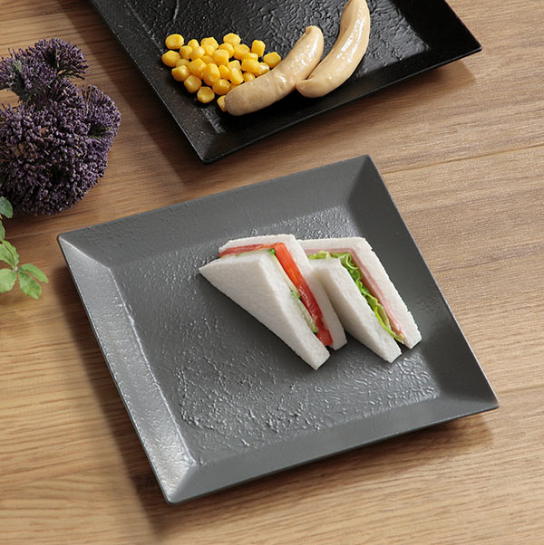 プレート 19cm プラスチック 食器 クラフトアート スクエア 角皿 スレート風 合成漆器 皿 日本製