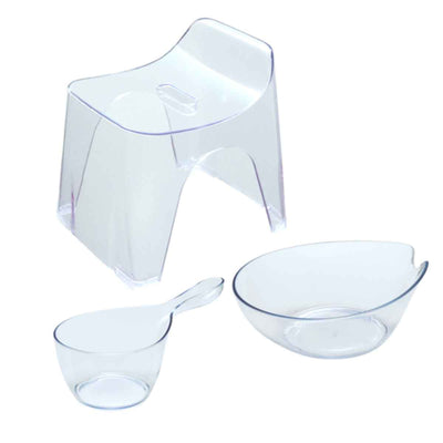 風呂椅子 洗面器 手桶 セット ヒューバス クリア バススツール まとめ買い 3点セット 座面25cm