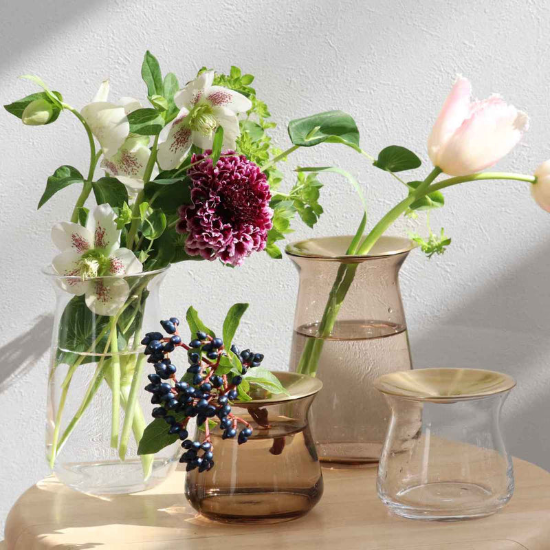 キントー 花瓶 ガラス 8×13cm 真鍮 LUNA ベース 花器 -15