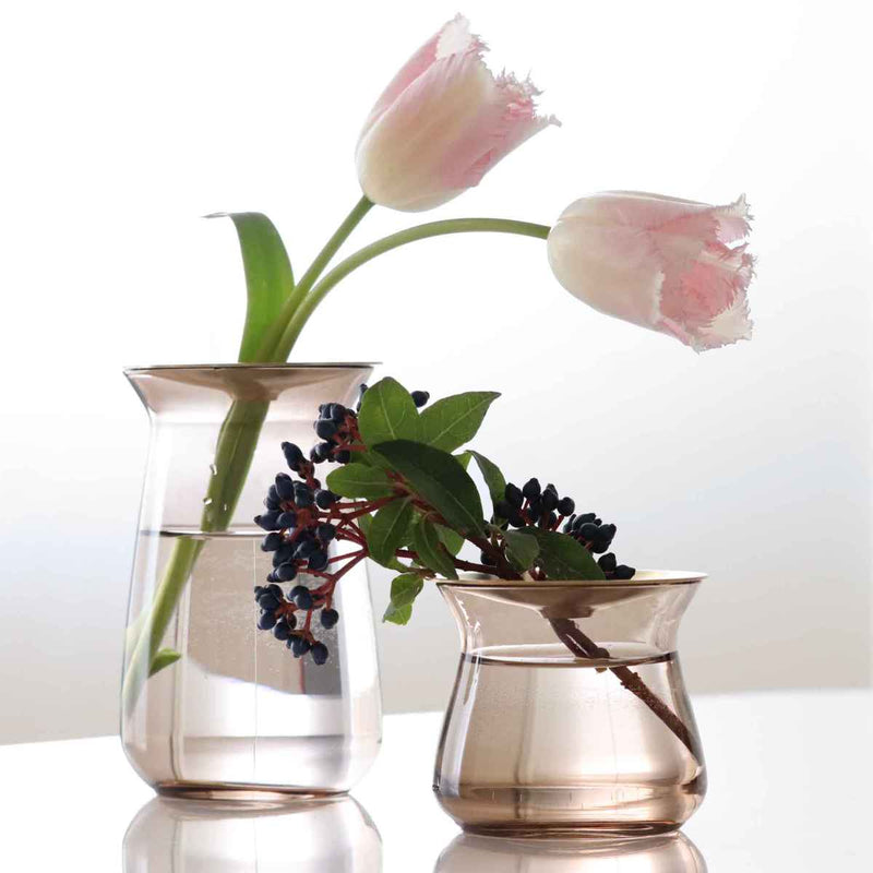 キントー 花瓶 ガラス 8×13cm 真鍮 LUNA ベース 花器 -20