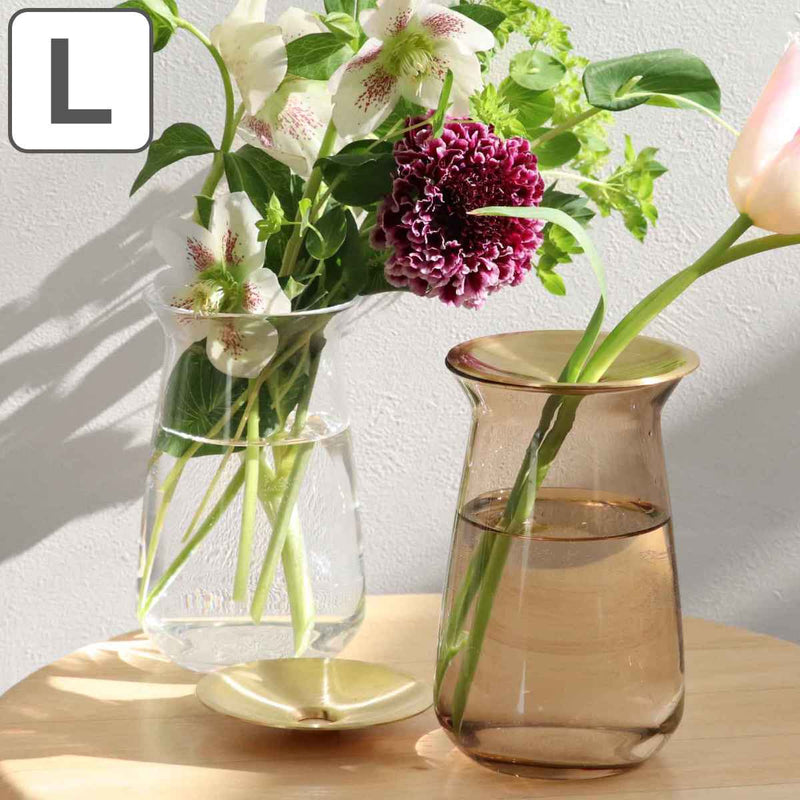 キントー 花瓶 ガラス 8×13cm 真鍮 LUNA ベース 花器 -2