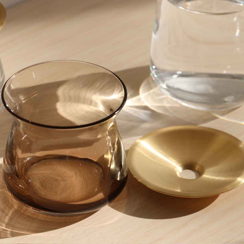 キントー 花瓶 ガラス 8×13cm 真鍮 LUNA ベース 花器 -10