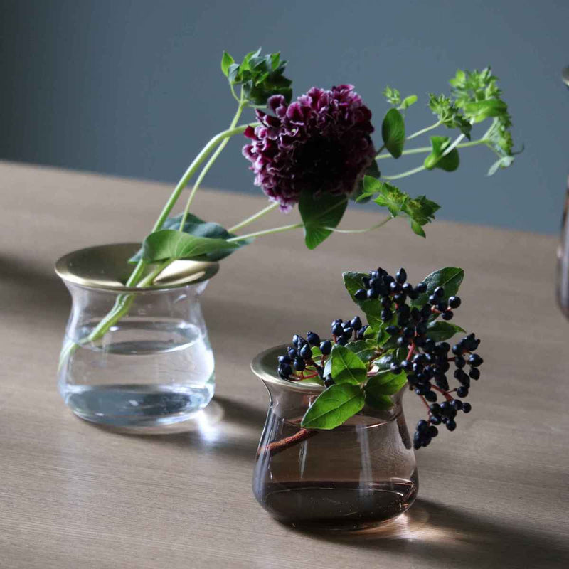 キントー 花瓶 ガラス 8×13cm 真鍮 LUNA ベース 花器 -11
