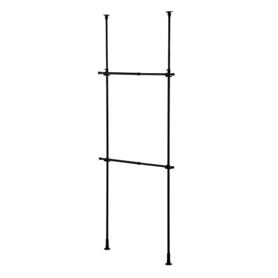ハンガーラック 突っ張り 2段 マットブラック 幅56～95cm 高さ200～275cm