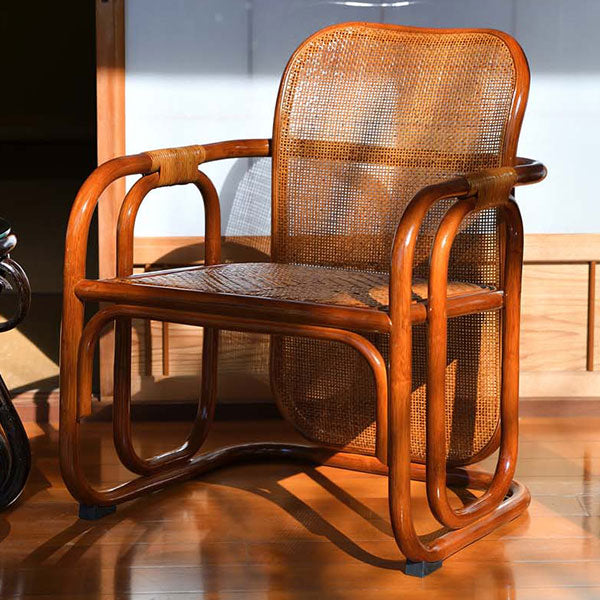 籐 アームチェアー 椅子 ラタン製 籐家具 座面高35cm ブラウン
