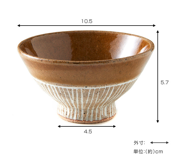 茶碗 180ml 塗分 櫛目像眼 和食器 美濃焼 陶器 小さめ