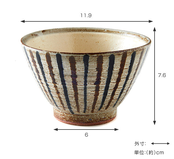 茶碗 367ml 内粉引二色千段十草 和食器 美濃焼 陶器 日本製