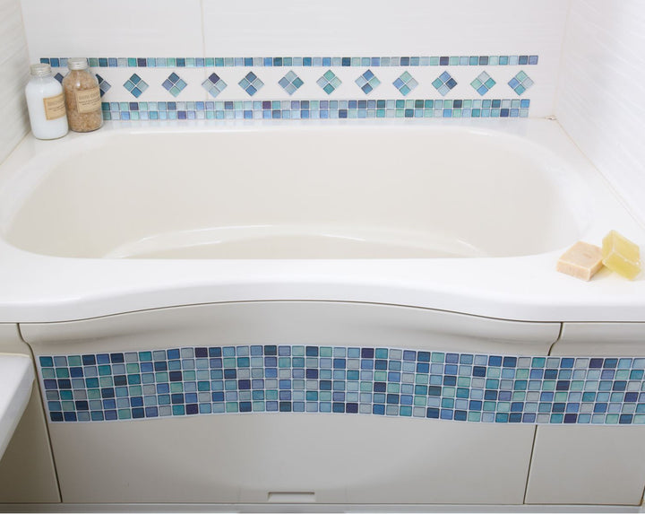 壁紙シール 31×31cm タイルシール モザイクタイル クリアブルー -5