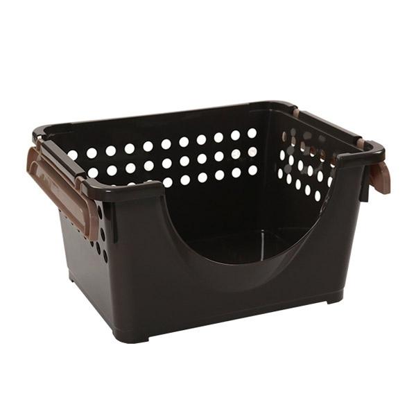 バスケット スタッキングバスケット 浅型 前開き