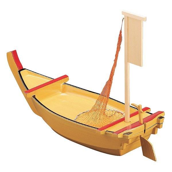 舟盛器 大安七福舟 盛器 白地 64cm 木製帆 網 カジ付 食器 盛り皿 大皿