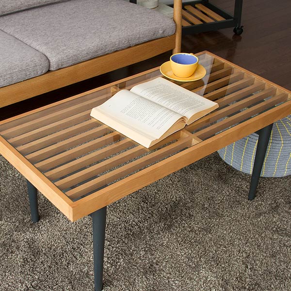 テーブル 長方形 幅86cm ガラス天板 天然木 センターテーブル – ハウジー