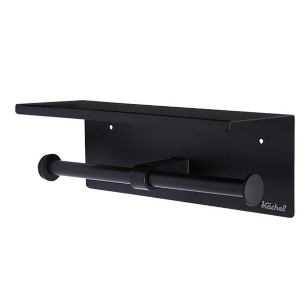 トイレットペーパーホルダー Kochel ケッヘル ステンレス スマホテーブル ダブル バータイプ ブラック