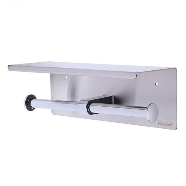 トイレットペーパーホルダー Kochel ケッヘル ステンレス スマホテーブル ダブル バータイプ ヘアライン仕上げ