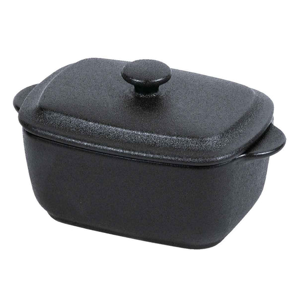 キャセロール 14.5cm 鋳物風 長方形 フタ付 陶磁器 取っ手付