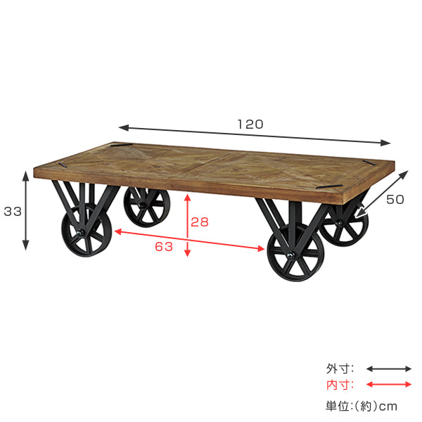 ヴィンテージ うまい トロリーテーブル 車輪付きローテーブル