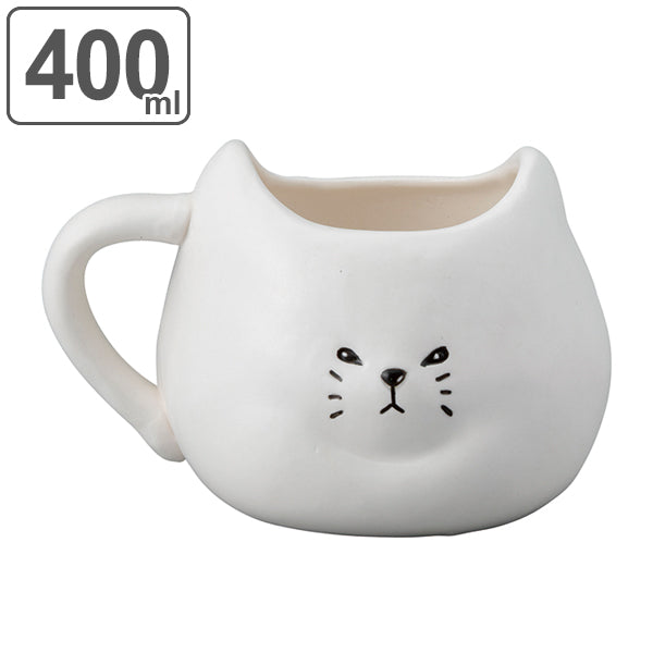 マグカップ 400ml ふてぶてしい猫 しろねこ 磁器製 かわいい