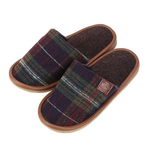 スリッパ トラッドツイードチェック外縫い Mサイズ