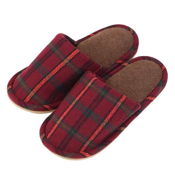スリッパ 吸湿発熱ウィンターチェック外縫い Mサイズ