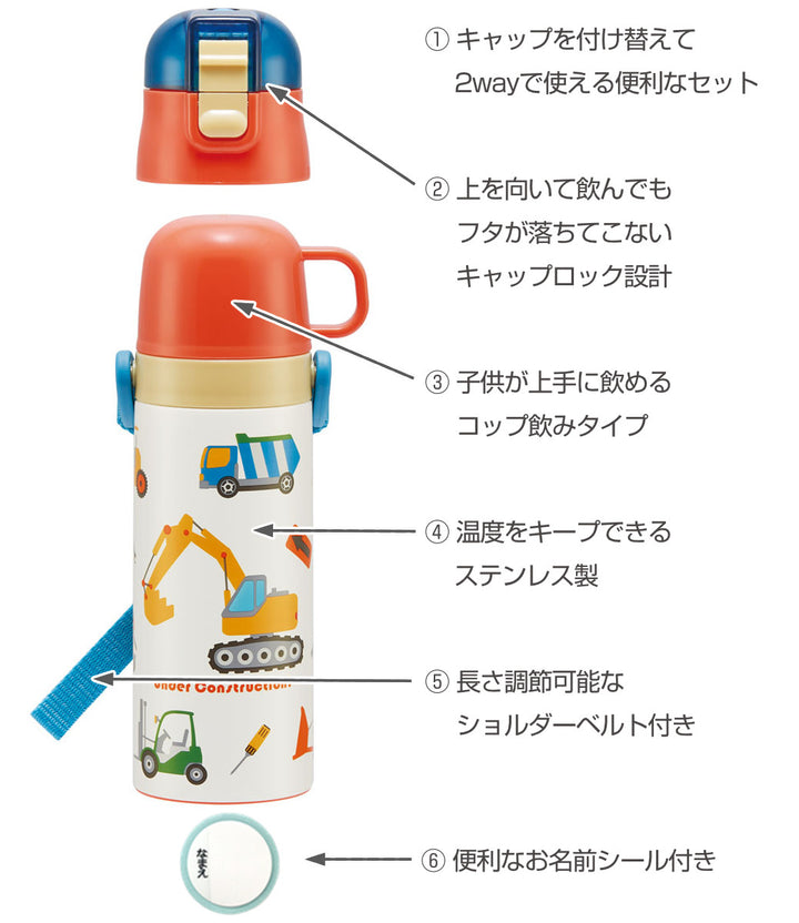 水筒 ステンレス 直飲み コップ 2way 軽量 430ml 子供 -3