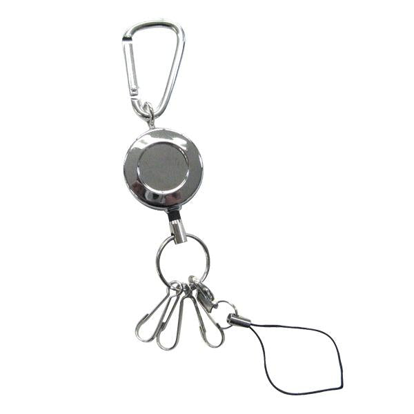 カラビナリールストラップ 伸縮 リールストラップ キーリール リールキーホルダー