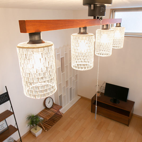 シーリングライト 照明 バータイプ 木アーム 4灯 ナチュラル