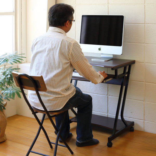 パソコンデスク 幅60cm ラック付き キャスター付き 木目調 – ハウジー