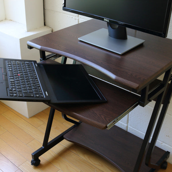 パソコンデスク 木目調 60cm キャスター付き パソコンデスク 幅60cm ラック付き キャスター付き 木目調 – ハウジー
